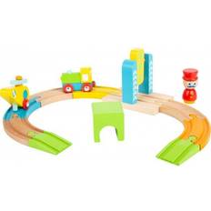 Spielzeuge Small Foot 11493 Wooden Railway Set, with Locomotive and Helicopter, in Bright Colours, for Infants from 1 Year Old Toys, Multicolored