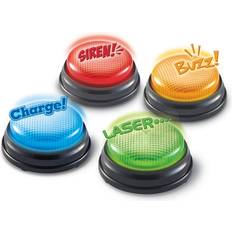 Learning Resources (UK Direct Account) LER3776 Lights and Sounds, Family Night, Game Show, Classroom Accessories, Siren, Buzzer, Laser and Charge, Set of 4, Ages 3 Multicoloured