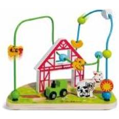 Bead Mazes Eichhorn 100003714 Motorikschleife Bauernhof To Promote Motor Skills, 2 Bows, Tractor and Cow for Moving, 16 x 23 x 20 cm, Made of Wood, from one Year Old