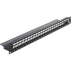 Unkategorisiert DeLock Patchpanel Keystone, 19" 1HE, 24-Port mit Entlastungschiene, schwarz