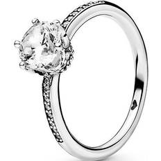 Silver - Solitaire Rings Pandora Sparkling Crown Solitaire Ring - Silver/Transparent