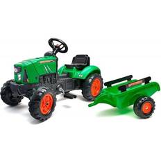 Suono Auto a Pedali Falk Green Supercharger Pedal Tractor with Opening Bonnet & Trailer