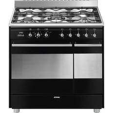 90cm Cuisinières à gaz Smeg SCB92MN8 Noir