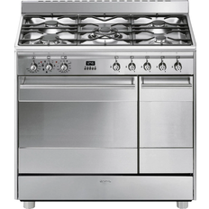 90cm Cuisinières à gaz Smeg SCB92MX8 Stainless Steel