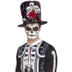 Squelettes Chapeaux Smiffys Chapeau Haute de Forme Catrina Têtes de Mort