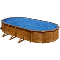 120.0 cm Piscines Hors Sol Gre Kit piscine hors-sol pacific acier décor bois ovale 730 x 375 x h120 cm