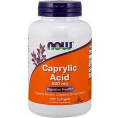 Kaprylsyra Now Foods Caprylic Acid, 600mg 100 softgels