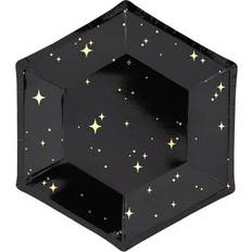 Or Assiettes Jetables PartyDeco Pappersassietter Guldstjärnor Hexagon Celebrate 6-pack