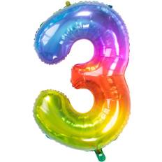 Folat 63243 Foil Balloon Yummy Gummy Rainbow Number 3-86 cm, Multi Colors, 86cm