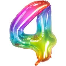 Folat 63244 Foil Balloon Yummy Gummy Rainbow Number 4-86 cm, Multi Colors, 86cm