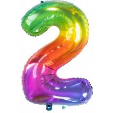 Number Balloons Folat 63242 Foil Balloon Yummy Gummy Rainbow Number 2-86 cm, Multi Colors, 86cm