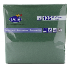 Duni Papirservietter Duni Servietter, 33x33 Mørkegrøn 3-lags (125 Stk/pk)