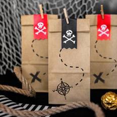 PartyDeco 6 Pochettes Cadeaux Pirate Le Rouge (18 cm) Kraft