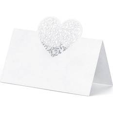 Carte de Placement Cartes & Invitations PartyDeco Marque-Places Blanc C Ur Ajouré 9x6.5cm