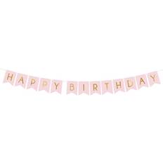 PartyDeco Vaaleanpunainen Viiri Happy Birthday