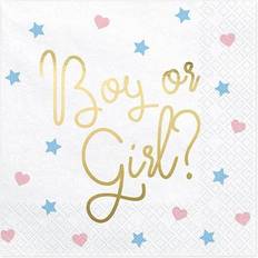 Babyshower Borden, Kopjes & Bestek Luck and Luck Gender Reveal 'Boy or Girl' servetten