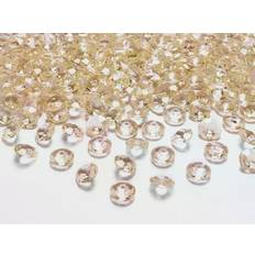 PartyDeco ADC12-019-KARTON 100 Diamants Décoratifs en PVC Couleur Or