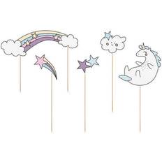 PartyDeco Cake Pics Toppers Tårtdekorationer Make a wish Unicorn