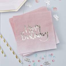 Ginger Ray Pink Ombre Happy Birthday Party Paper Napkins 16 Pack