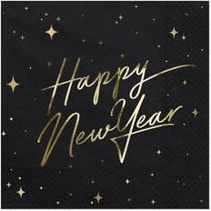 Sorte Happy New Year Servietter