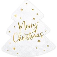 Kerstmis Papieren servetten PartyDeco Kerstboom Servetten Merry Christmas Wit (20st)