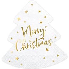 PartyDeco Lautasliinat Merry Christmas Valkoinen Kulta 20-pakkaus