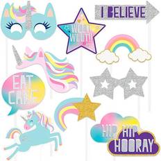 Unique Party 72509 Unicorn Photo Booth Props Assorted 10 Pcs, One Size