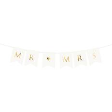 Brylluper Guirlander & Konfetti PartyDeco Banner MR*MRS i hvid