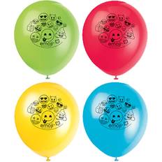 Unique Party 50615 12" Latex Emoji Balloons, Pack of 8