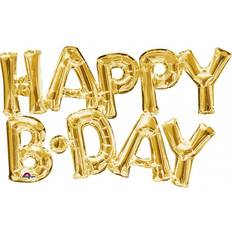 Vegaoo amscan 10132137 Gold Happy B-Day Foil Phrase Balloon-1 PC