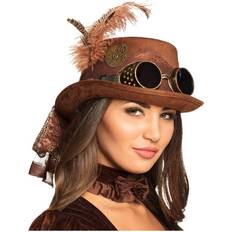 Science Fiction Hatte Kostumer Boland Steampunk Hat Brun med Pilotbriller