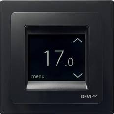 reg Touch m/ramme, termostat med gulvføler, sort