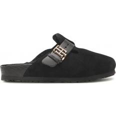 Tommy Hilfiger Monogram Closed Toe Mules - Black