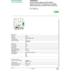 Ground Fault Breakers Schneider Electric Jordfelsbrytare A9 4P 63A 300mA B-SI
