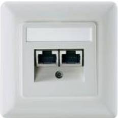 Accessori Elettrici Setec 501286 Presa di rete Da incasso Inserto con piastra centrale e telaio CAT 5e 2 Porte Bianco perla