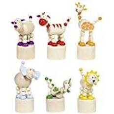 Animals Wooden Figures Goki 53917 Animals, Press 'N Shake Figures, Africa Designs, Wood, Mixed