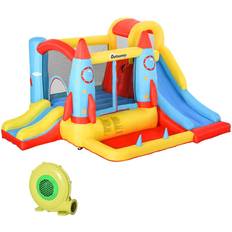 Jumping Toys OutSunny Rocket Slide Adventure Bouncy Castle