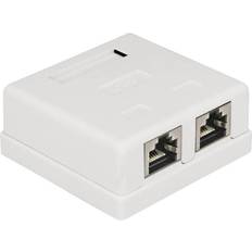 Prises Ethernet, Données & Téléphone DeLock Modular Wall Outlet Prise Pour Montage En Surface Rj-45 X 2 Blanc