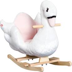 Classic Toys Homcom Kids Wooden Ride On Swan Rocking Horse, Pink