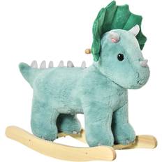 Rocking Horses Homcom Kid Plush Ride-On Rocking Horse Triceratops-shaped Toy Rocker