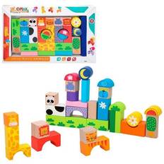 Plástico Bloques Colorbaby Juegos Bloques Animales De Madera Woomax, 32 Piezas