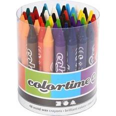 Water Based Crayons Colortime Wax Crayons, L: 10 cm, thickness 11 mm, assorted colours, 48 pc/ 1 pack