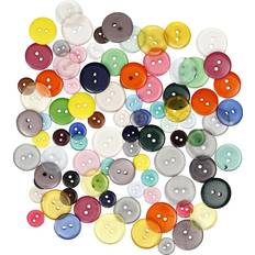 Knapper Button Mix, D: 12 18 20 mm, assorted colours, 100 pc/ 1 pack, 50 g