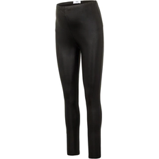 Tål kemtvätt Gravid- & Amningskläder Mamalicious Tessa Coated Maternity Leggings - Black/Black (20011090)