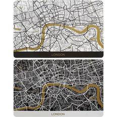 Dkd Home Decor London Place Mat White, Black (43.5x28.5cm)