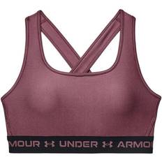 Marrón - Mujer Sujetadores Under Armour Crossback Mid Sports Bra - Ash Plum/Black