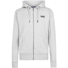 Superdry Organic Cotton Vintage Logo Embroidered Zip Hoodie - Dark Charcoal Jaspe