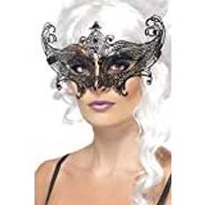 Smiffys Maschera occhi di pizzo nero metallizzato