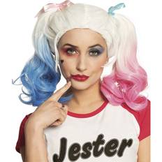 Rosa Parrucche Corte Vegaoo J. Ester Queen woman wig with pink and light blue pigtails