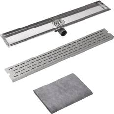 Floor Drains sale vidaXL Linear Shower Drain Line 830x140 mm Stainless Steel